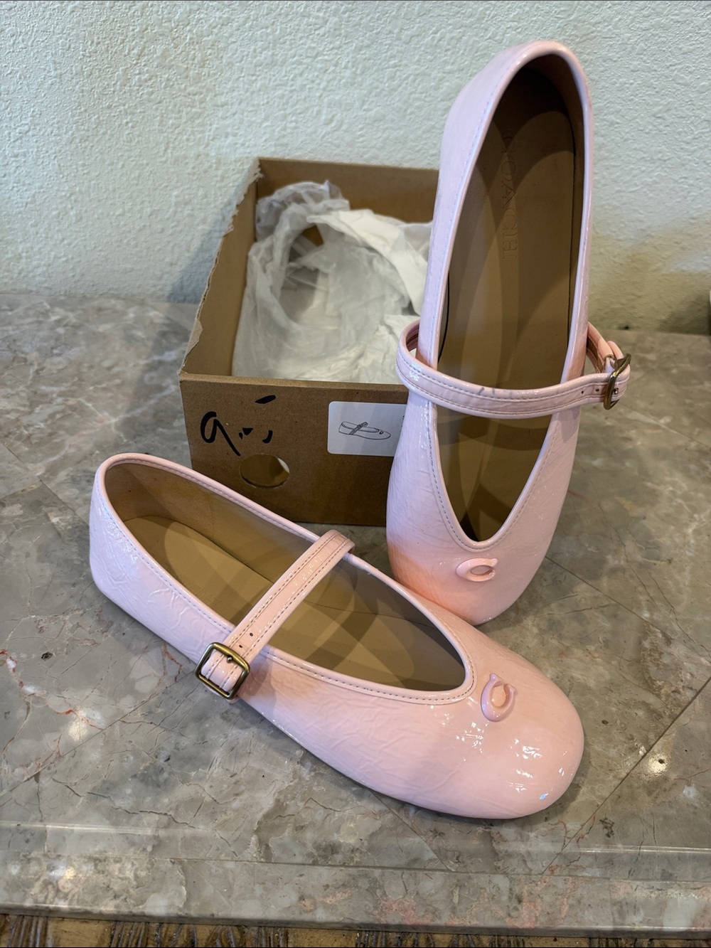 Coach Pink Patent Mary Jane Flats with Buckle